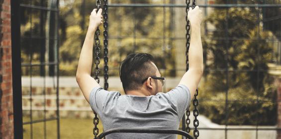 Adult on swing